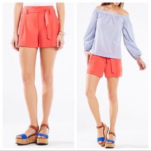 BCBGMaxAzria Orange Aldan Belted Short